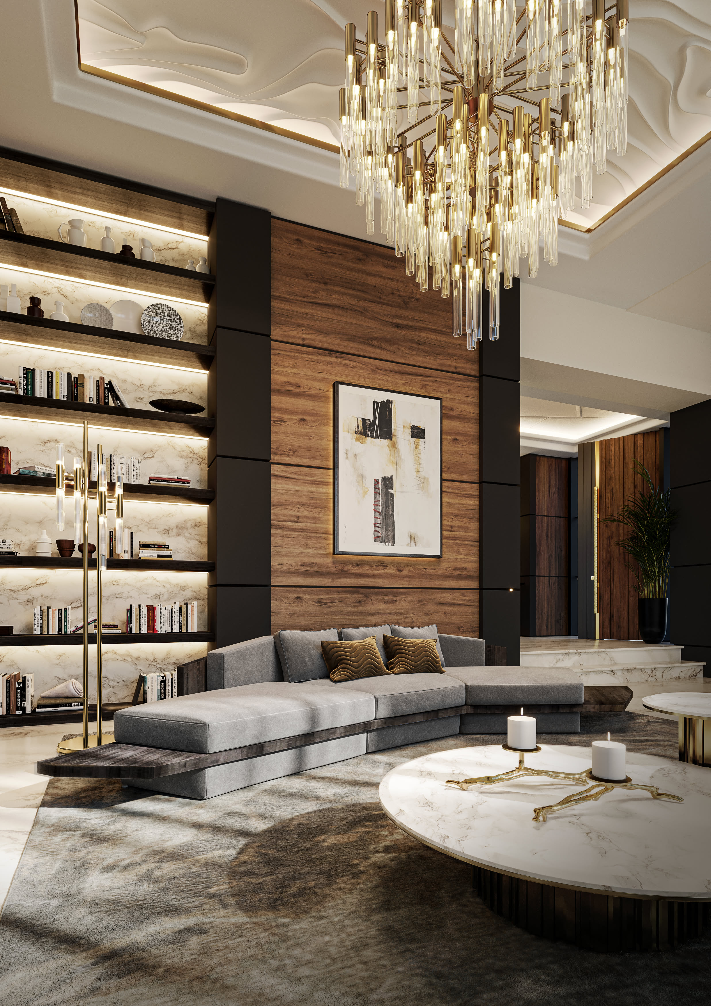 Elegant luxury living room representing H+H home management services