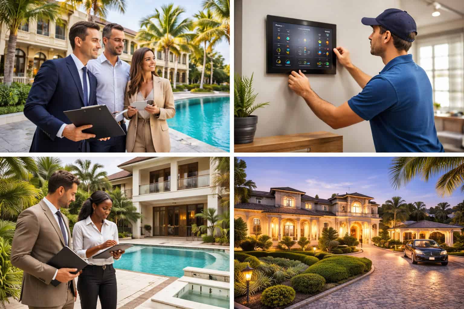 Collage of professional property care and luxury home oversight